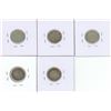 Image 2 : 1909, 1910, 1912, 1913, 1916 Canadian Silver 10 Cents Coins.