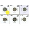 Image 1 : 1928-1932, 1936 Canadian Silver 10 Cents Coins.