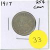 Image 1 : 1917 Canadian Silver 25 Cents Coin.