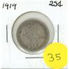 Image 1 : 1919 Canadian Silver 25 Cents Coin.