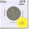 Image 1 : 1930 Canadian Silver 25 Cents Coin.