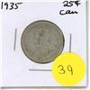 Image 1 : 1935 Canadian Silver 25 Cents Coin.