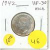 Image 1 : 1942 Canadian Silver 25 Cents Coin.