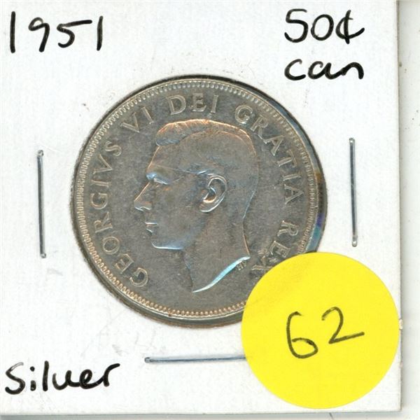 1951 Canadian Silver Fifty Cents.