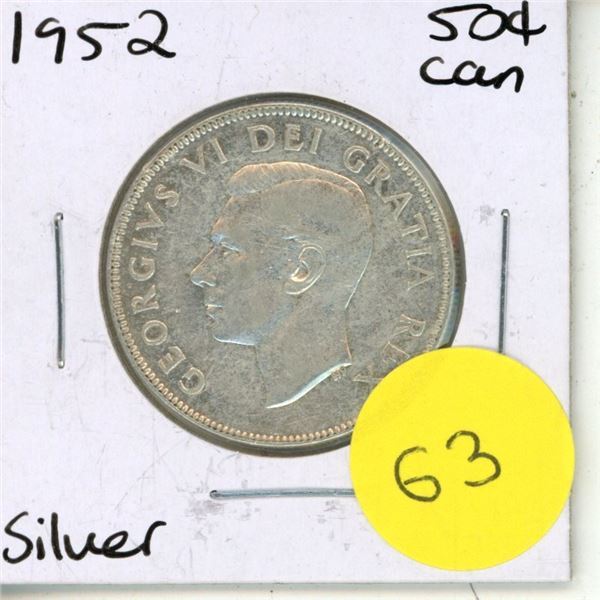 1952 Canadian Silver Fifty Cents.