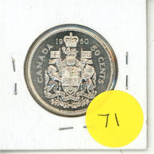 1960 Canadian Silver Fifty Cents.