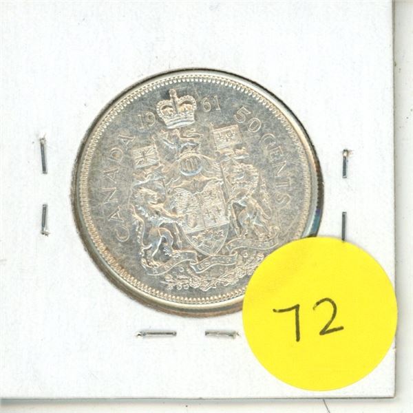 1961 Canadian Silver Fifty Cents.