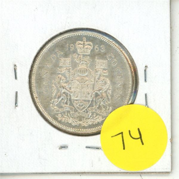 1963 Canadian Silver Fifty Cents.