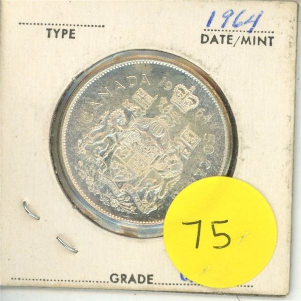 1964 Canadian Silver Fifty Cents.