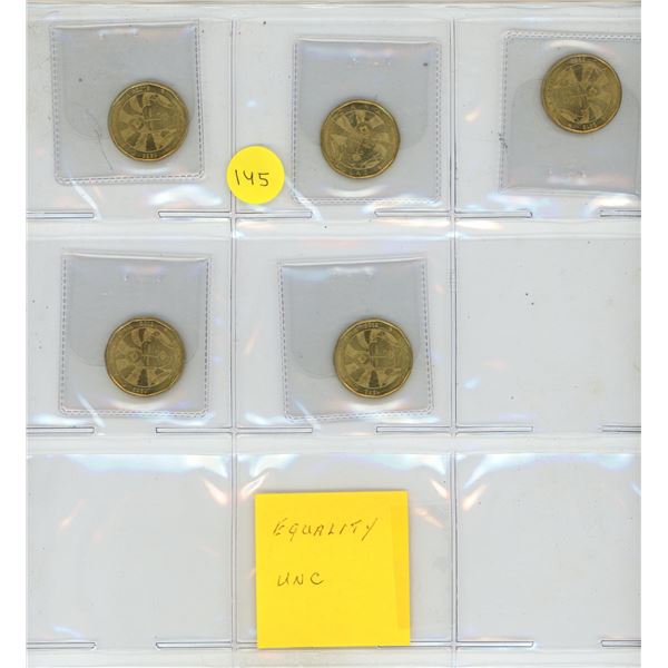 (5) 2019 Canada Equality UNC One Dollar Coins.