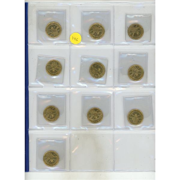 (10) 2017 Canada 100th Anniversary of Toronto Maple Leaf ONE Dollar Coins.