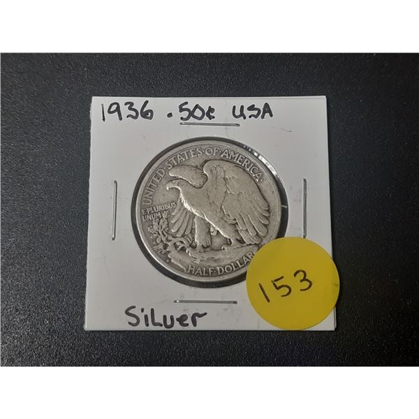 1936 Silver .50 Cent Coin USA