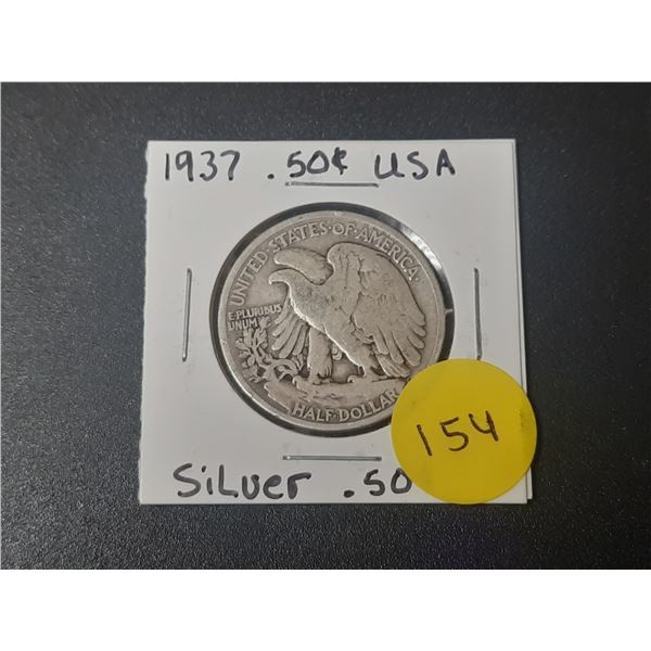 1937 Silver .50 Cent Coin USA