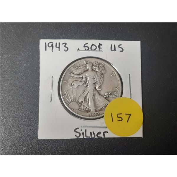 1943 Silver .50 Cent Coin USA