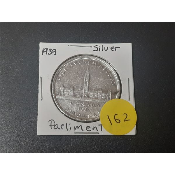 1939 $1.00 Coin CAD Silver (Parliament)