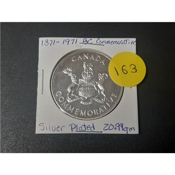 1871-1971 BC Commemorative Coin (Stag) Silver Plate
