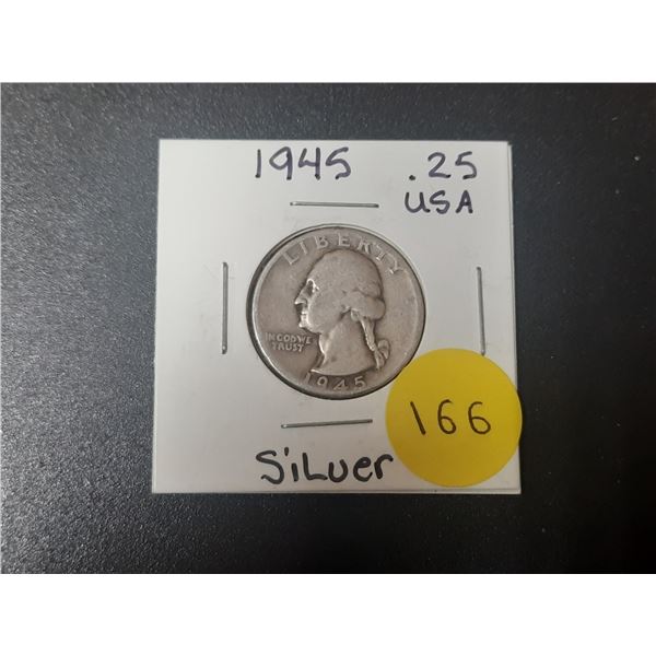 1945 Silver .25 Cent Coin U.S.A.