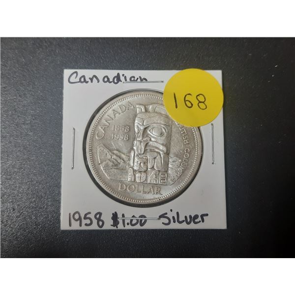 1958 CAN $1.00 Silver Dollar