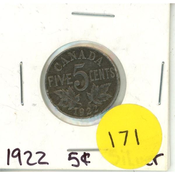 1922 CAN .05 Cent Coin.