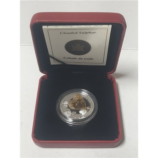 2004 Canadian Sterling Silver Fifty Cent Clouded Sulpher Butterfly Proof Coin