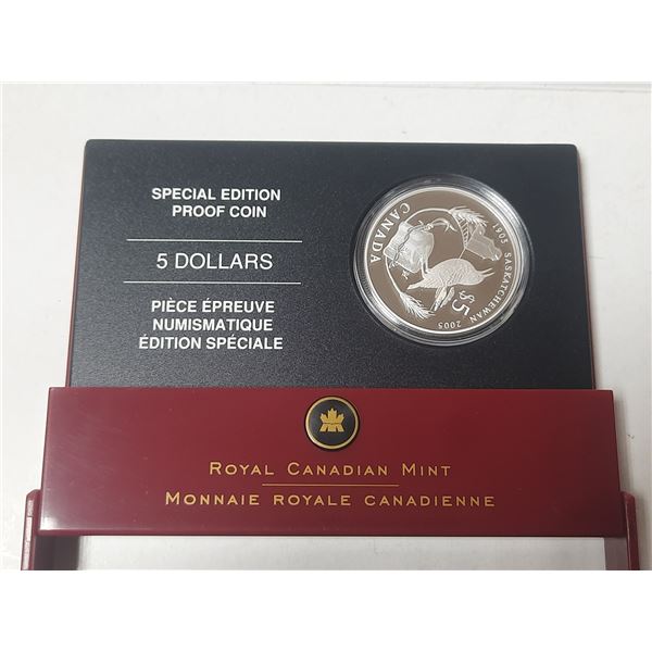 2005 Canadian Sterling Silver Five Dollar Special Edition Sask. Centennial Proof Coin