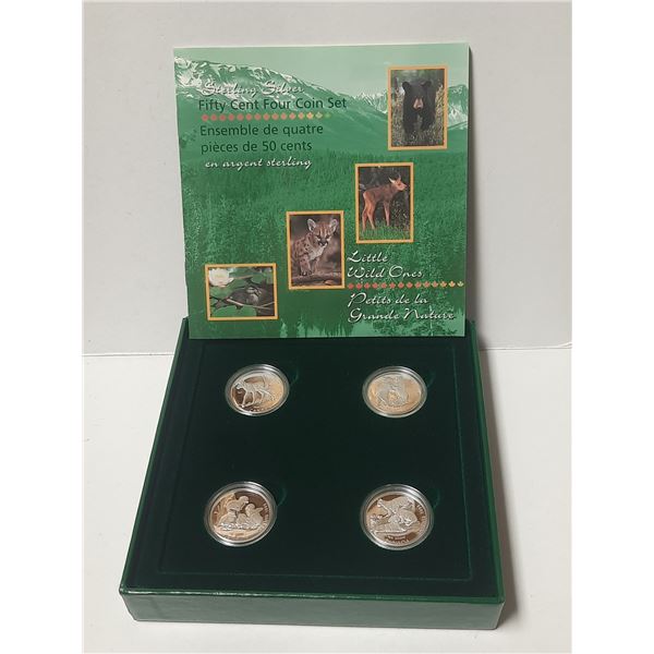 1996 Canadian Sterling Silver Fifty Cents Four Coin Set - Little Wild Ones