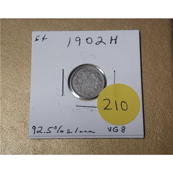 1902-H Canada Silver 5 Cents.