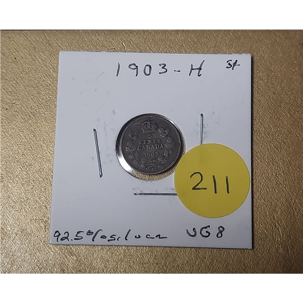 1903-H Canada Silver 5 Cents.