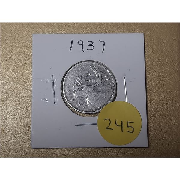1937 Canada Silver 25 Cents.