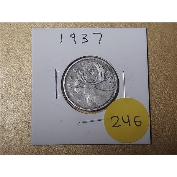 1937 Canada Silver 25 Cents.