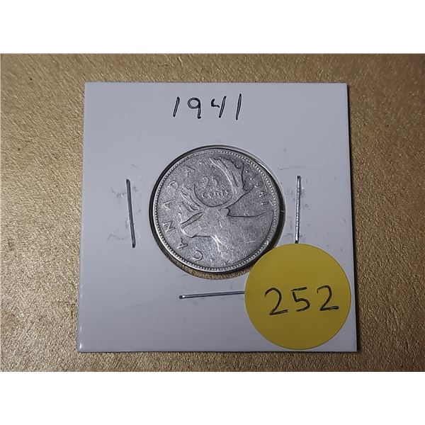 1941 Canada Silver 25 Cents.