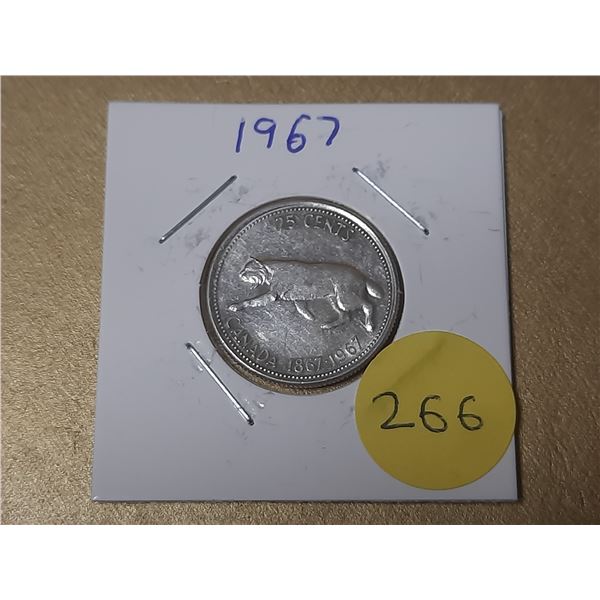 1967 Canada Silver 25 Cents.