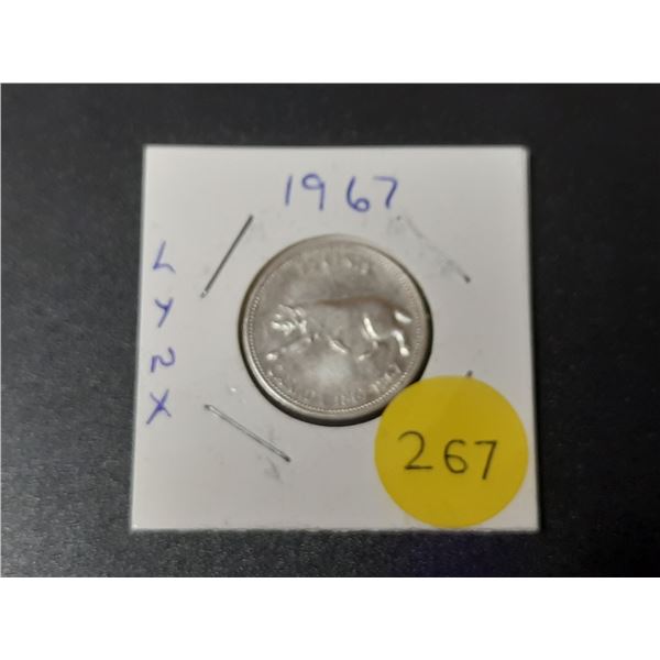 1967 Canada Silver 25 Cents.