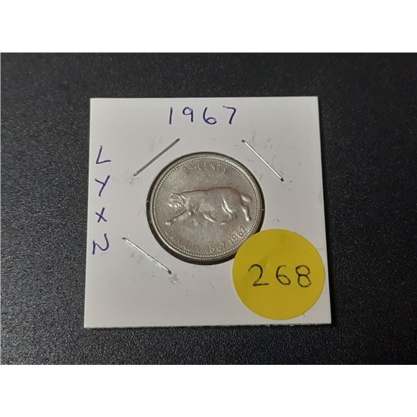 1967 Canada Silver 25 Cents.