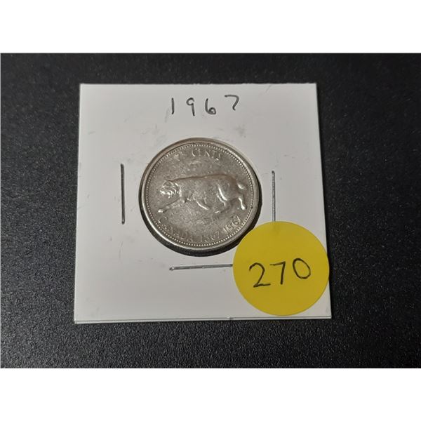 1967 Canada Silver 25 Cents.