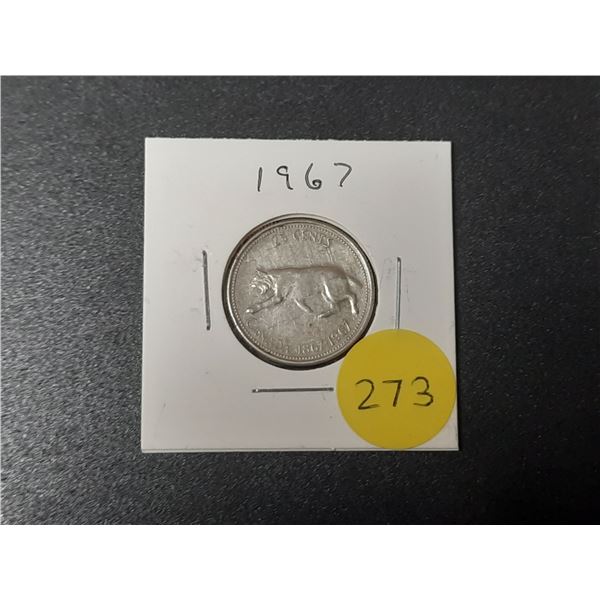1967 Canada Silver 25 Cents.