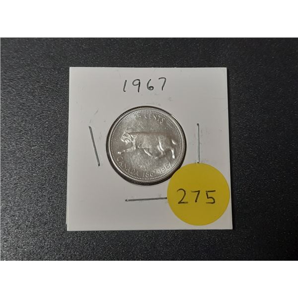1967 Canada Silver 25 Cents.