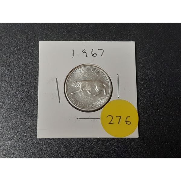1967 Canada Silver 25 Cents.