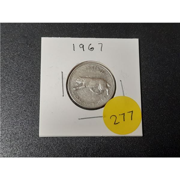 1967 Canada Silver 25 Cents.