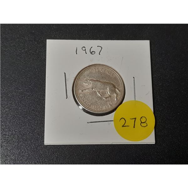 1967 Canada Silver 25 Cents.