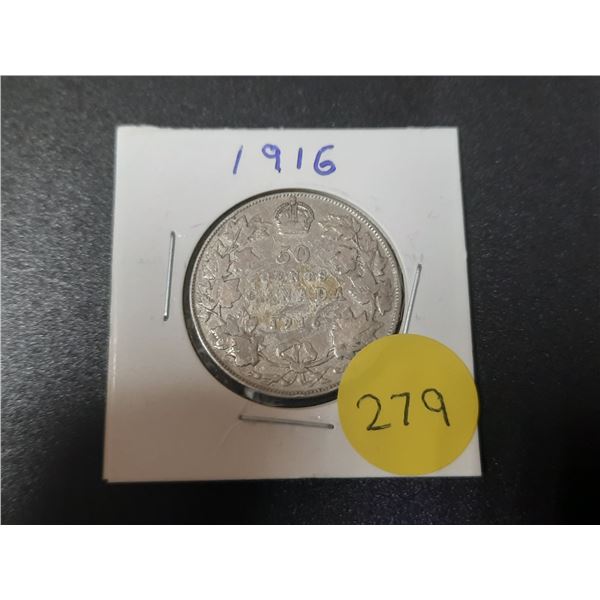 1916 Canada Silver 50 Cents.
