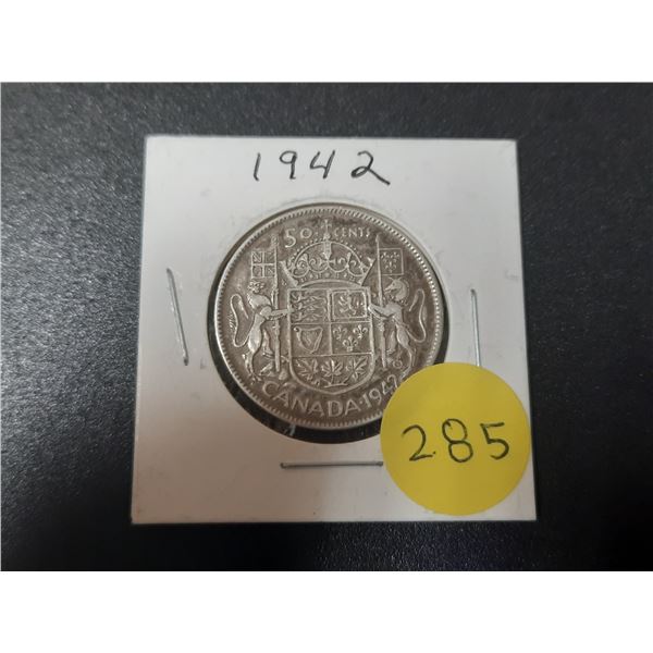 1942 Canada Silver 50 Cents.