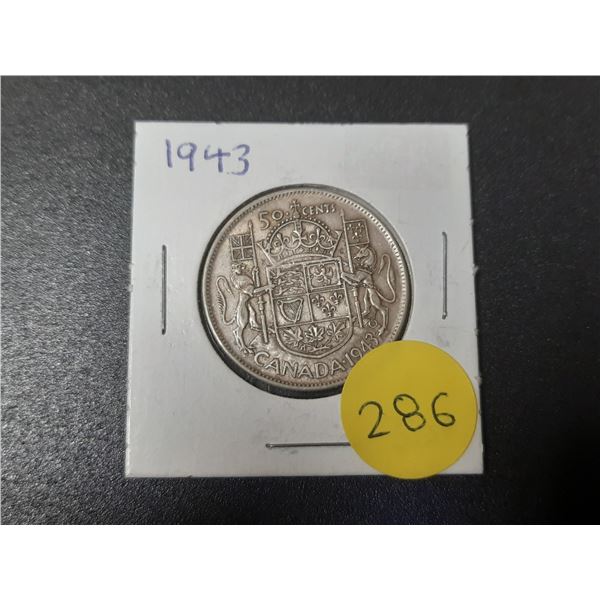 1943 Canada Silver 50 Cents.
