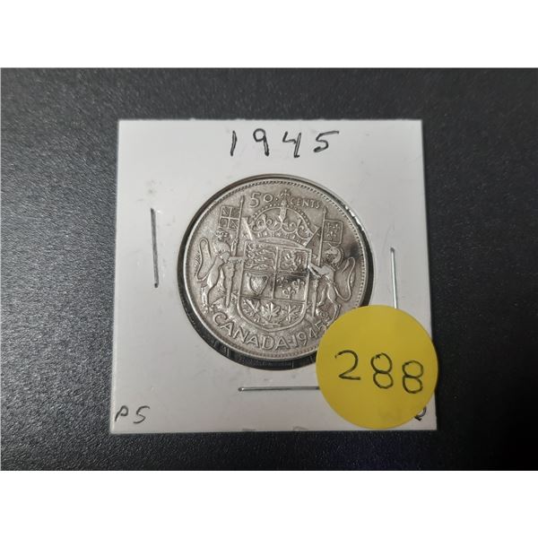 1945 Canada Silver 50 Cents.