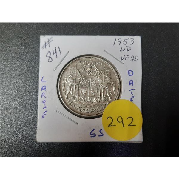 1953 Canada Silver 50 Cents.