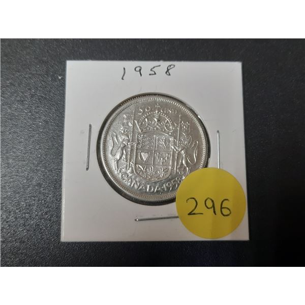 1958 Canada Silver 50 Cents.