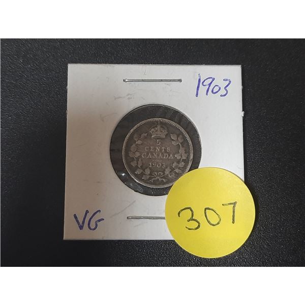 1903 Canada Silver 5 Cents.