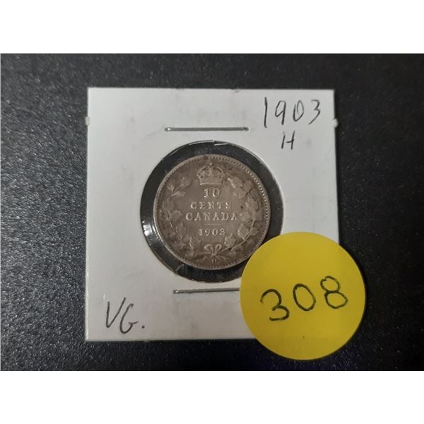 1903 H Canada Silver 10 Cents.