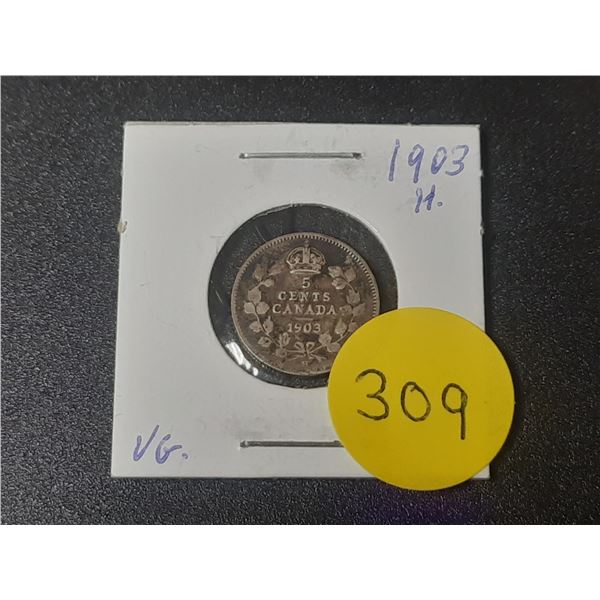 1903 H Canada Silver 5 Cents.