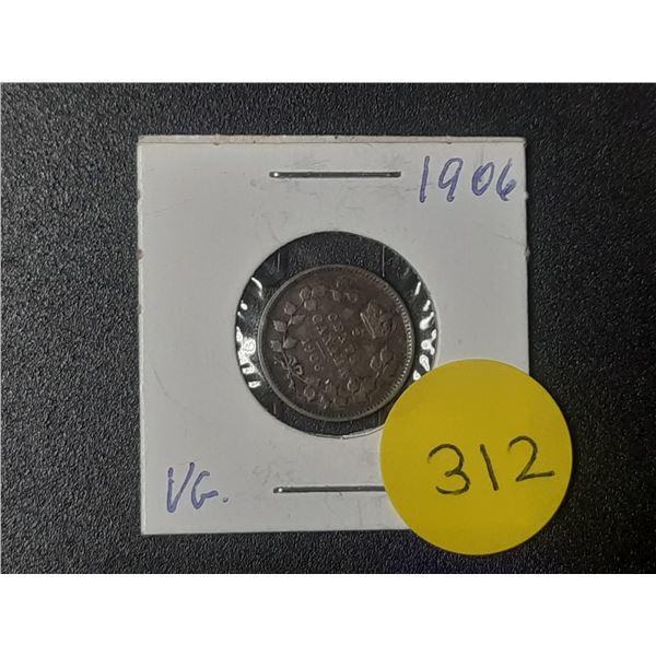 1906 Canada Silver 5 Cents.